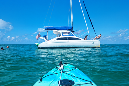 From the kayak side - Kathleen D Sailing Catamarans for longboat pass